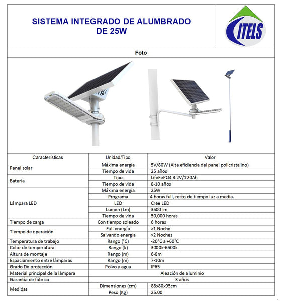Alumbrado Público solar Integral APS9