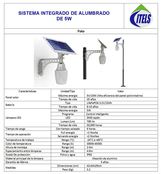 Alumbrado solar Integral APS7