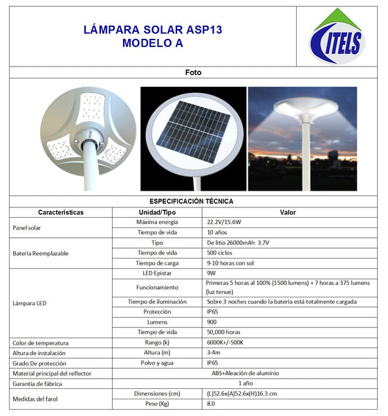 Lámpara solar APS13
