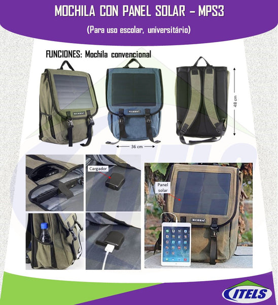 Mochila con panel solar MPS3