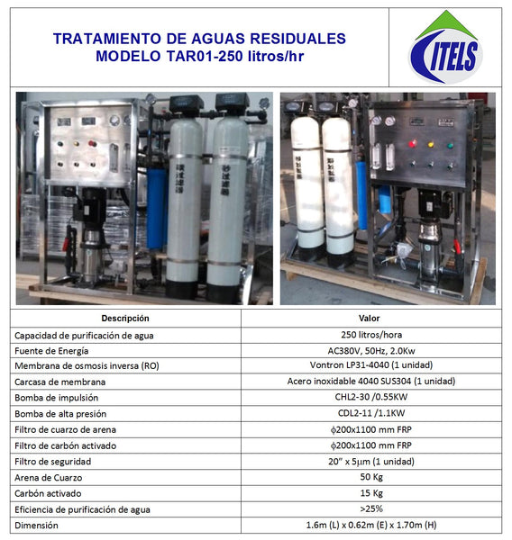 Tratamiento de agua - Ósmosis inversa TAR01